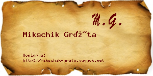 Mikschik Gréta névjegykártya